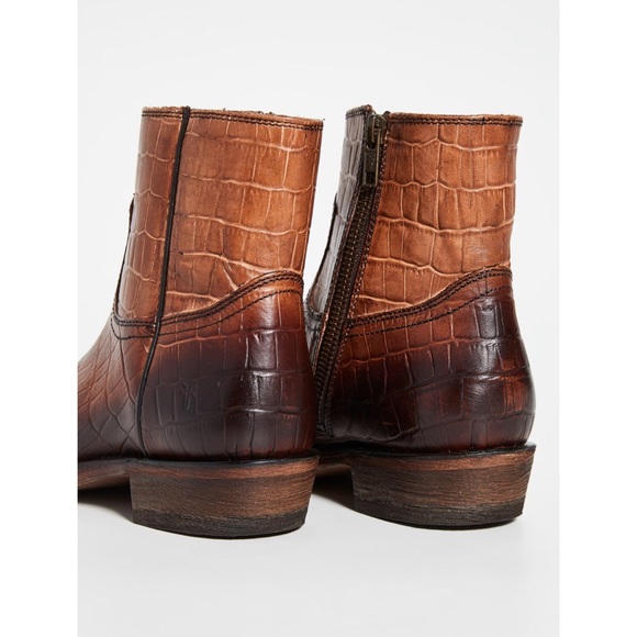 Frye Billy Croc Leather Inside Zip Ankle Booties - Picture 7 of 16